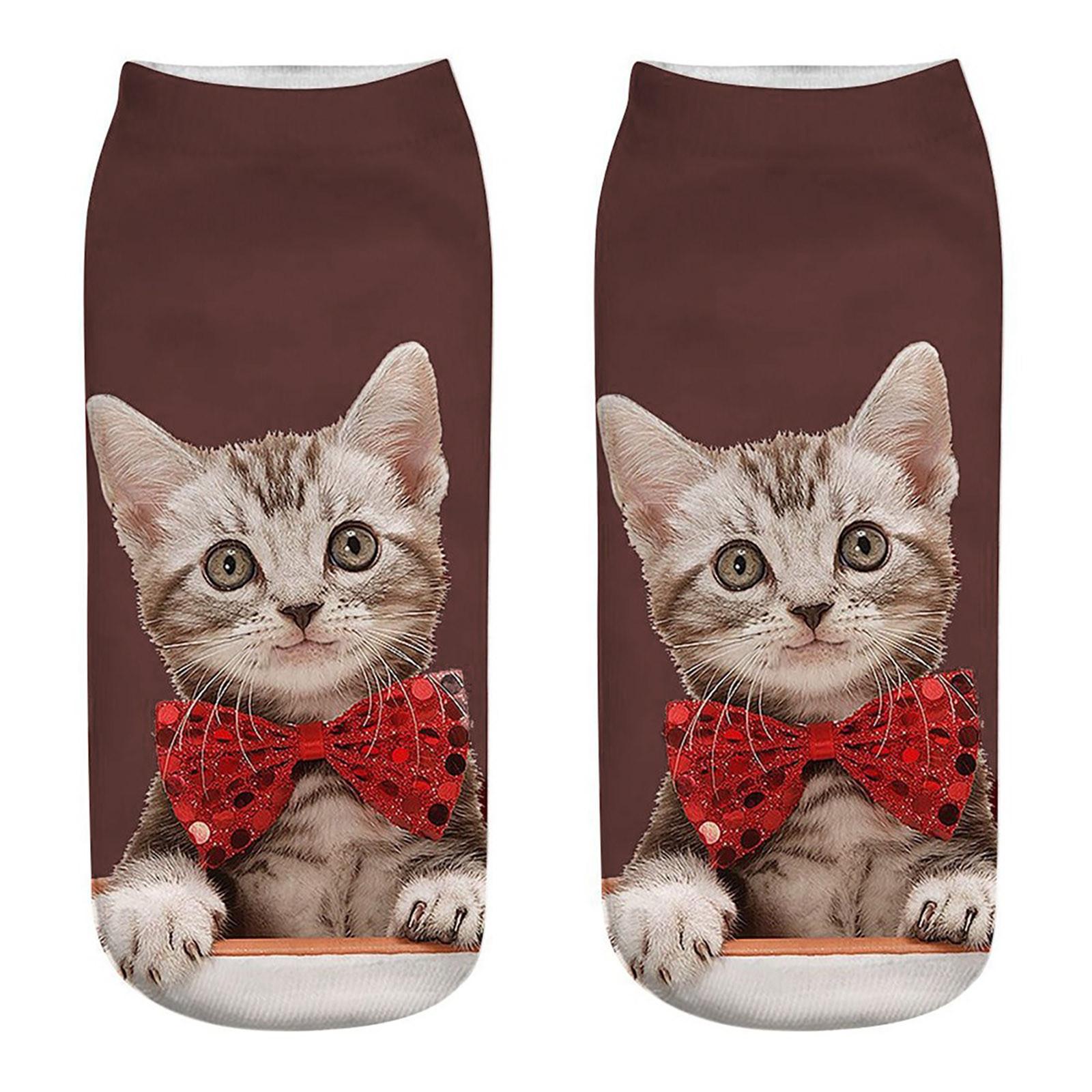 

Унисекс забавные 3D модные повседневные носки с принтом кота милые низкие носки