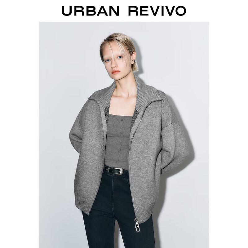 UR Dam Vinter Revers Dubbel-Dragkedja Stickad Kofta