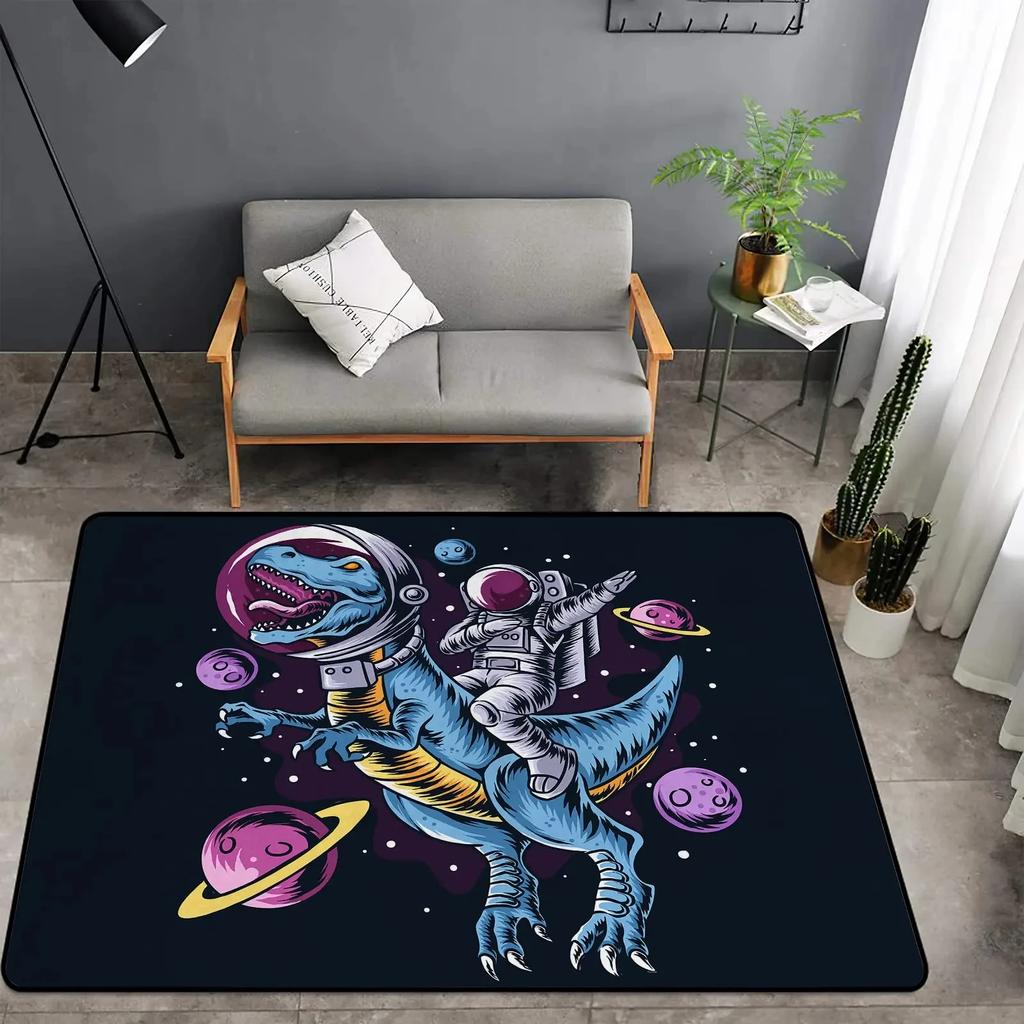 Kreskówkowy Astronaut Kosmiczny Dywan Planeta Kosmonauta Podróż w Kosmosie Nadruk Dywanik dla Chłopca Dziewczynki Sypialnia Salon Wewnątrz Mała Mata Podłogowa