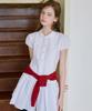 Letter From Moon Isla Pintuck Lace Shirt Dress (White)