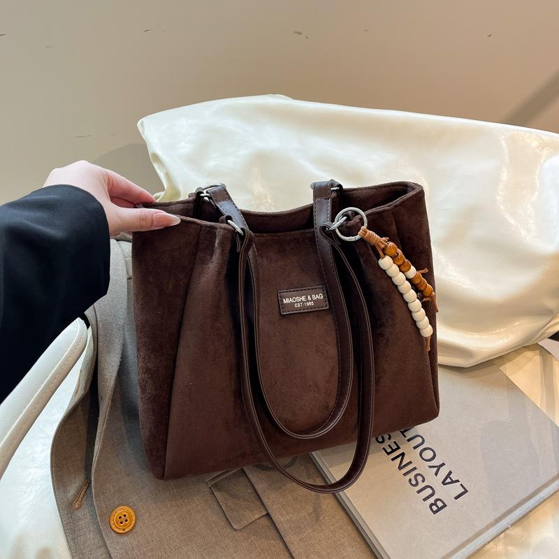 Versatile Commuter Large-capacity Suede Bag Autumn and Winter New Retro Women's Shoulder Bag Lightweight Tote Bag