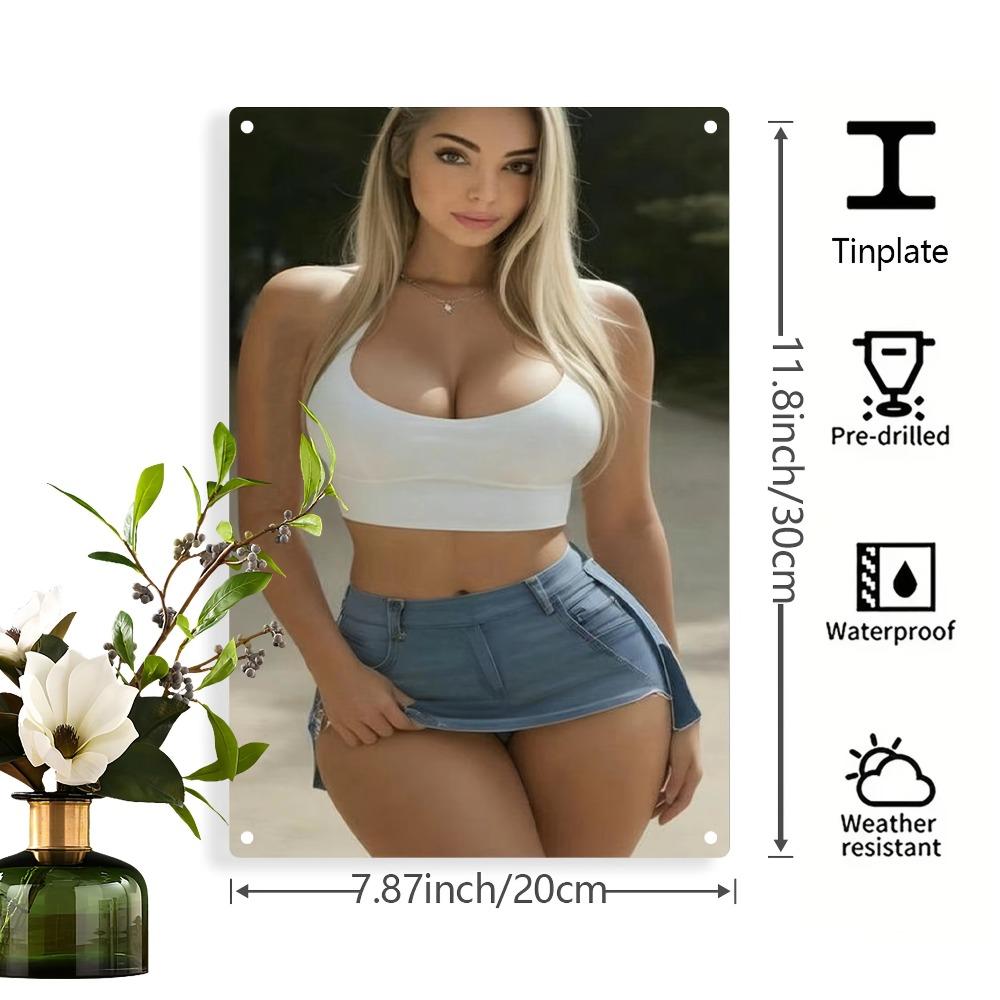 2D Metal Wall Art Sports Beauty Decor, Pre-Drilled Weatherproof Indoor Outdoor Metal Sign