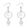 S925 Sterling Silver Needle Star Tassel Zircon Geometric Earrings Moonfall Star Pearl Earrings