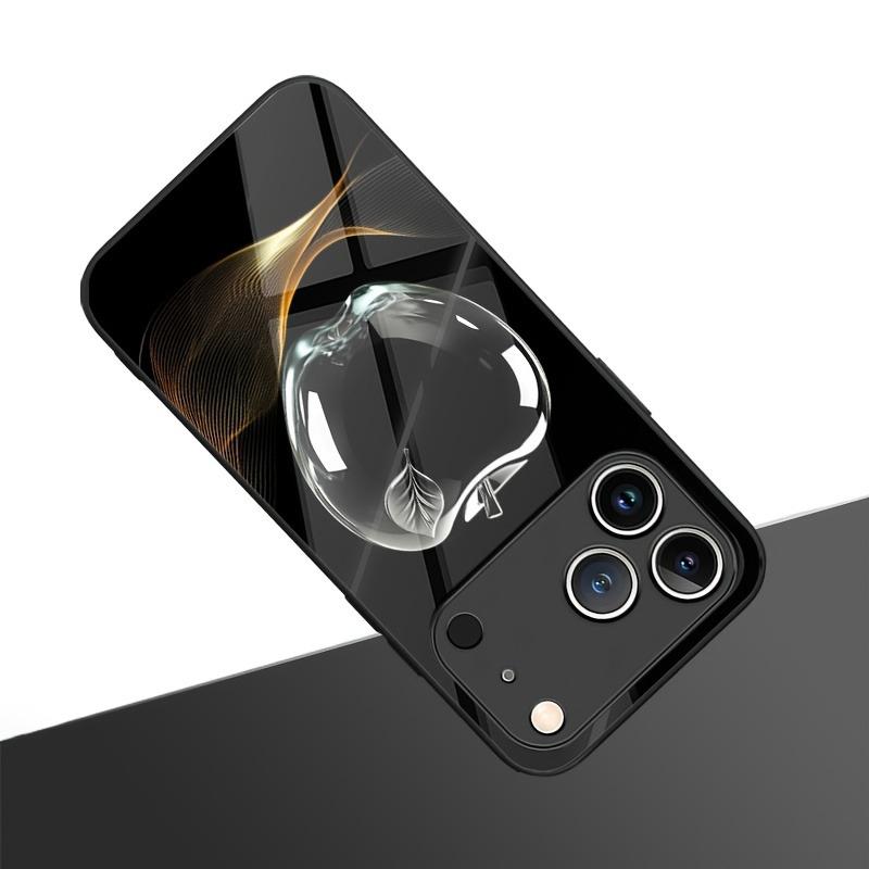 Crystal Clear For Apple Pattern Tempered Glass Phone Case For iPhone 11 12 13 14 15 16 17 Pro Max 17 Air 7 Plus XS X XR Cover