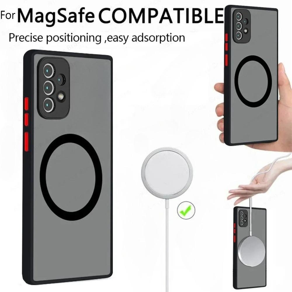 Luxury Magnetic Wireless Charge Case For Samsung A53 A54 A55 A52 A52S A35 A34 A33 A32 A14 A12 A13 A71 5G Shockproof Matte Cover