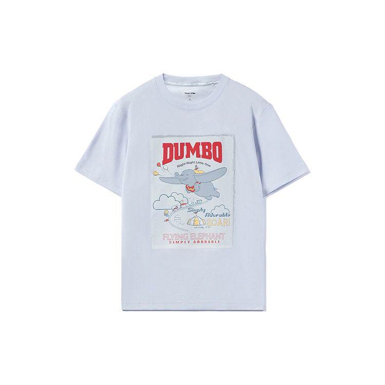 Li Ning X Disney Дамбо Мультяшный Принт Свободная Спортивная Футболка с Коротким Рукавом Женская Футболка Синяя AHSRA66-3 XXXL