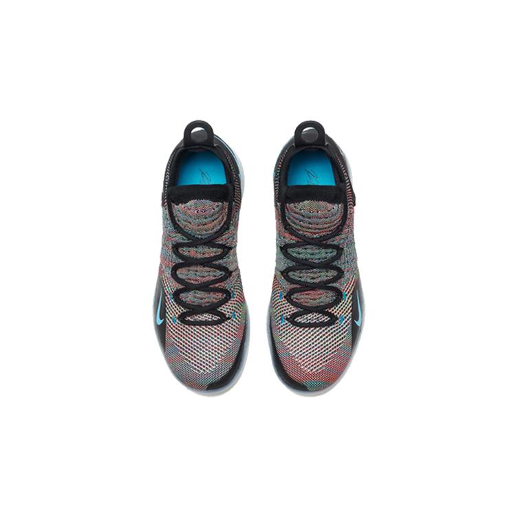 New Nike KD 11 Multi Color Flyknit Non slip Lightweight Mid Top Children's Basketball Shoes Black Purple Teenagers AH3465-001