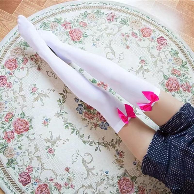 Women Socks Japanese Style Sexy Knee High Socks Medias Cosplay Bow Long Stockings Black White Girls Student School Socks