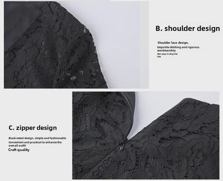 V-Neck Eyelash Lace A-Line Dress, European Style, Summer Fashion, Plus Size, Mid-Length Skirt, Fits Up to 200 Pounds