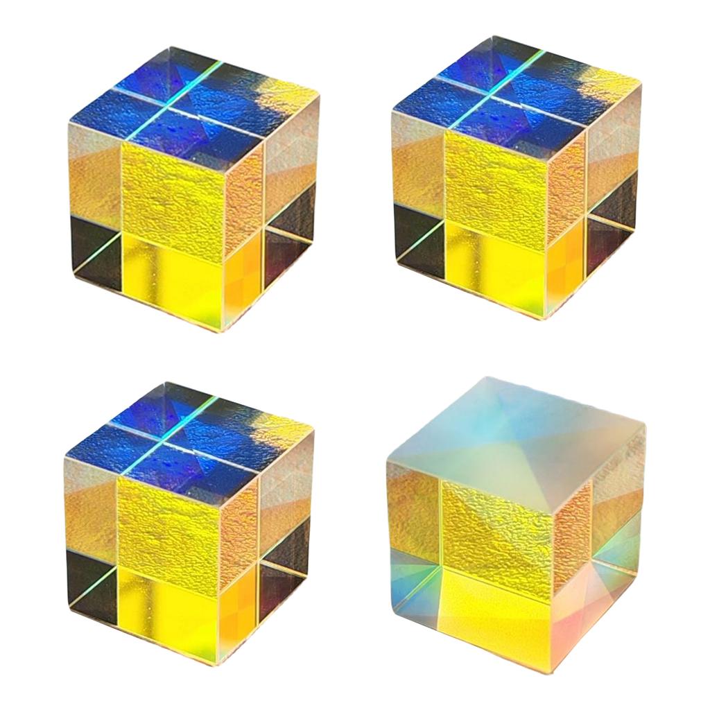 Dichroic Glass X Cube Prism Table Ornament Children Toy for Photography Beam Splitting & Decorative Light Display