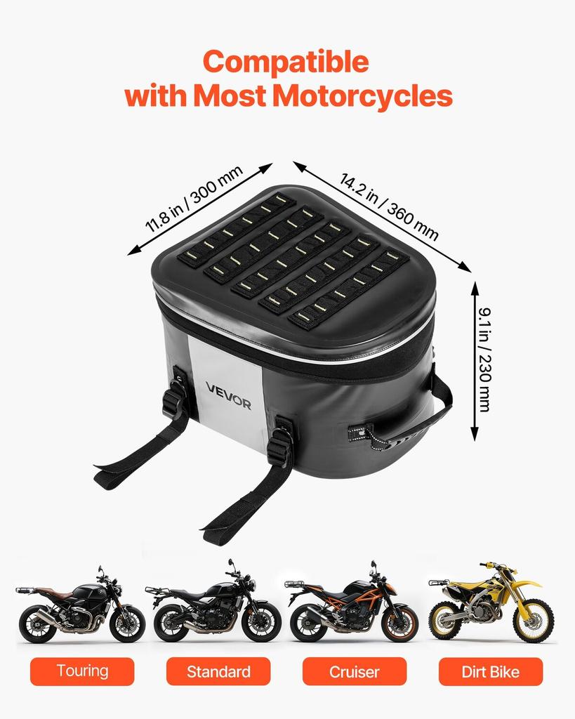 Motorcycle Tail Bag, 28 L Motorcycle Rear Seat Bag with Waterproof Fabric, Outdoor Sports Motorbike Luggage Storage Trunk Handbag with Pocket &