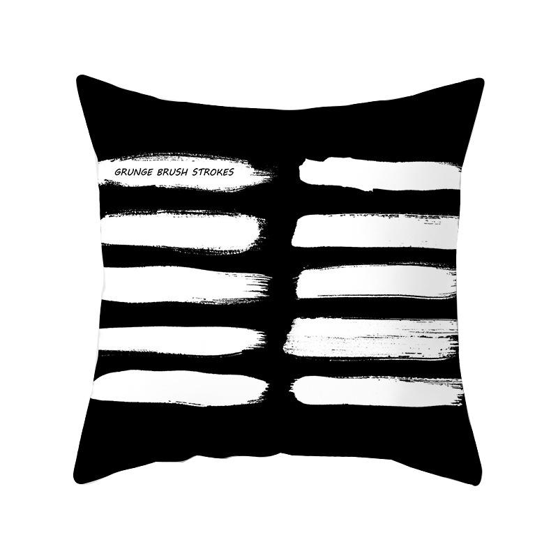 Simple Style Home Decoration Abstract Geometric Grid Black and White Lines Light Luxury Sofa Waist Support Pillow Cover Cushion