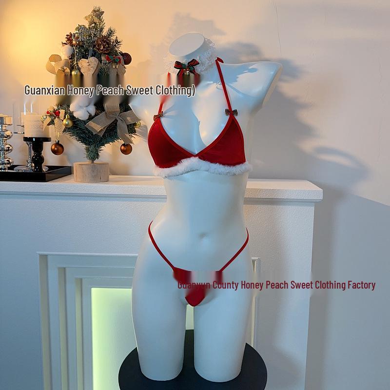 Red Lace Plush Holiday Lingerie Set