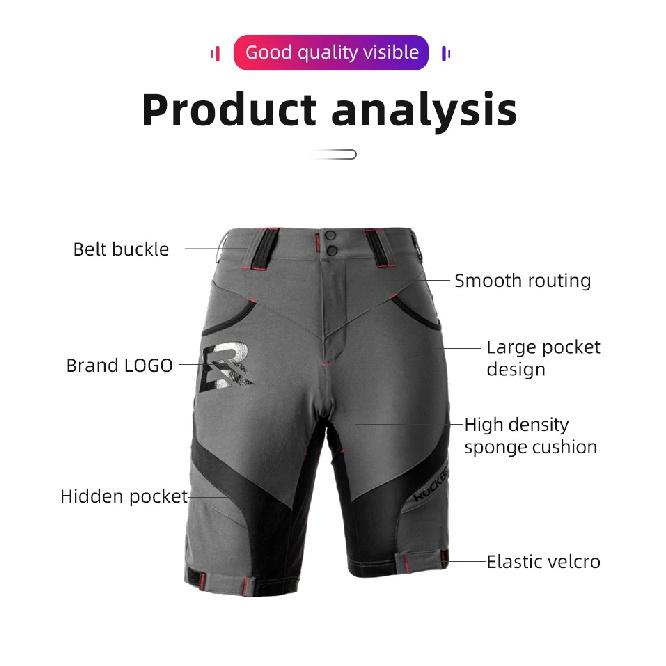 ROCKBROS Cycling Men's Shorts MTB Road Bike Shorts Summer Outdoor Sports Biker Shorts Climbing Breathable Quick Dry Double Layer