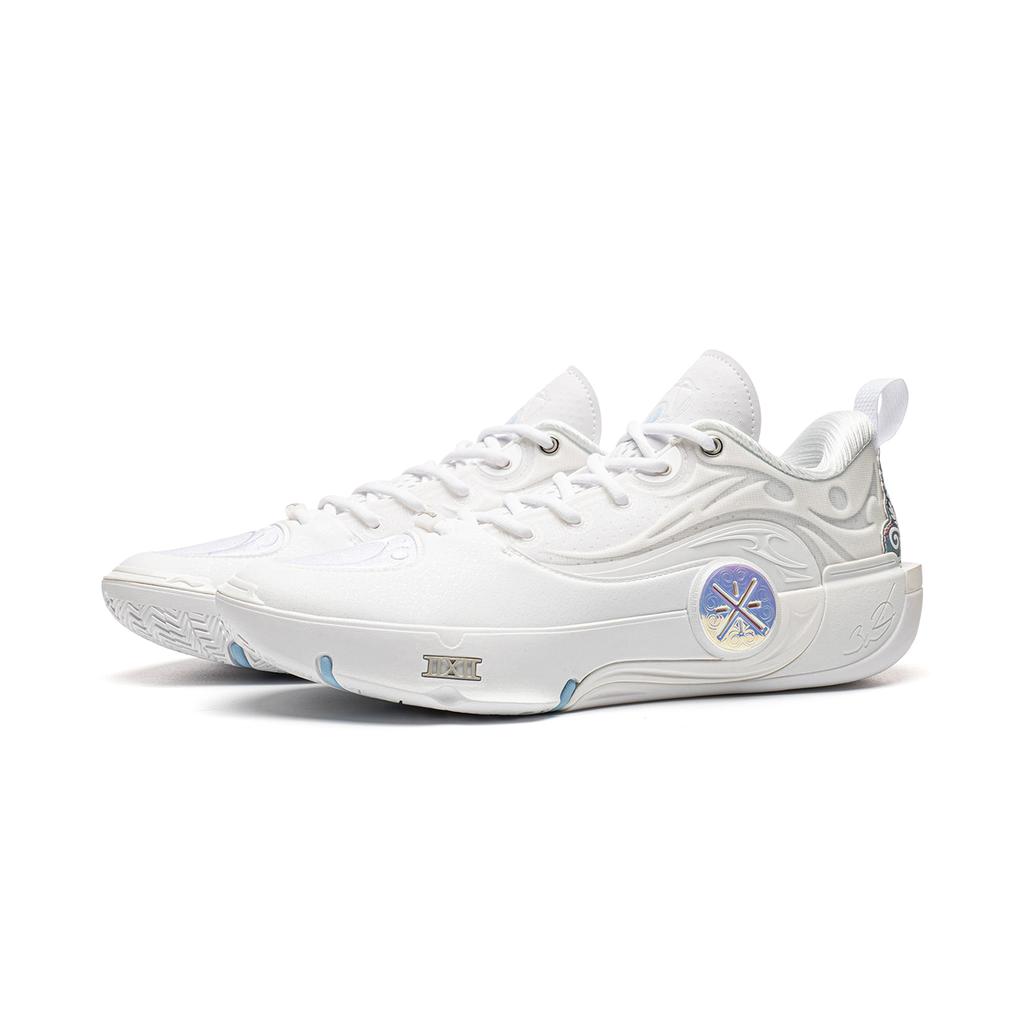 Li Ning WOW12 Dämpfung Rückprallgriff Niedriger Schaft Basketballschuhe Unisex Weiß Blau ABAV085-28