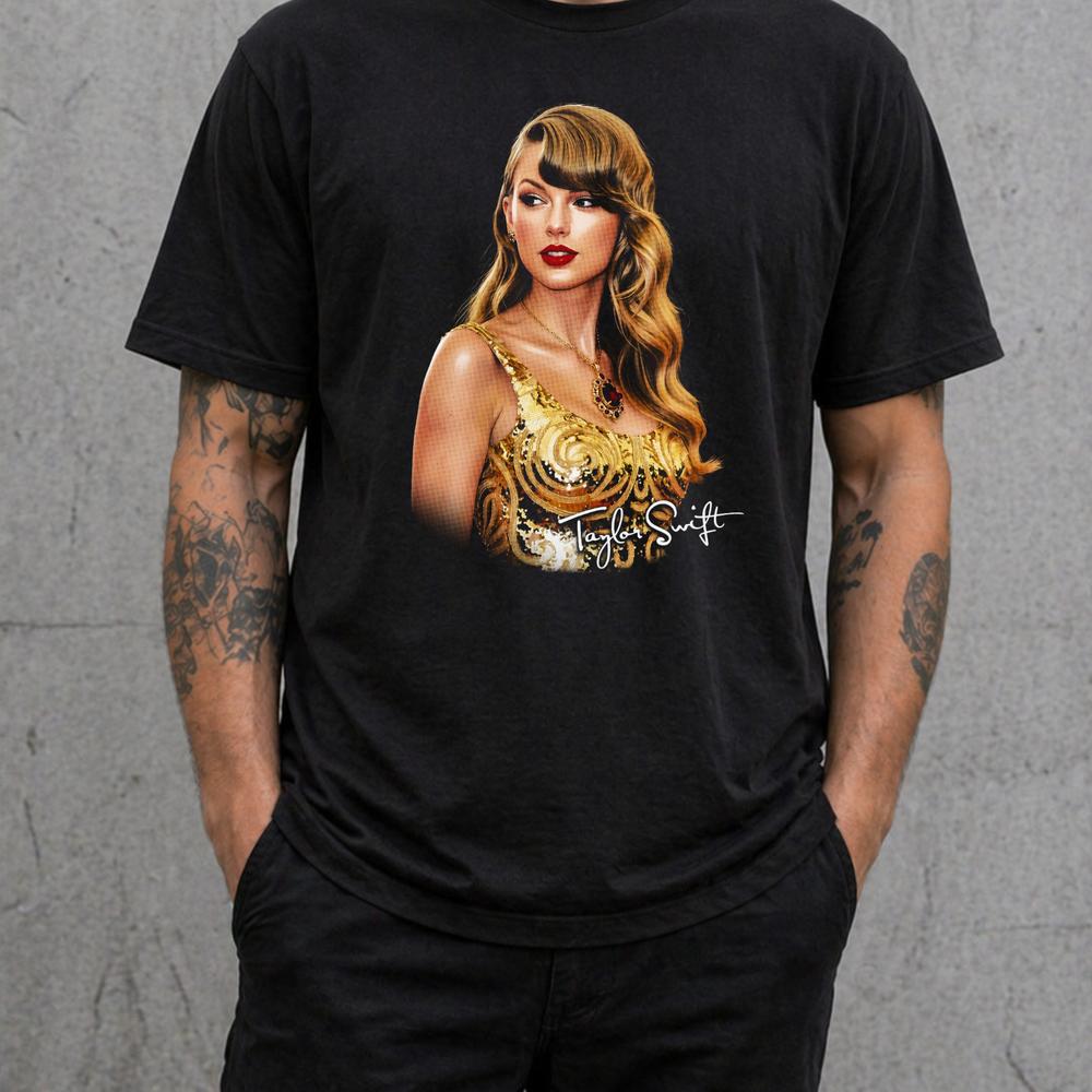 Taylor Swift Goldkleid T-Shirt Pop-Sängerin Grafik-T-Shirt Erwachsene Kinder Geschenk L