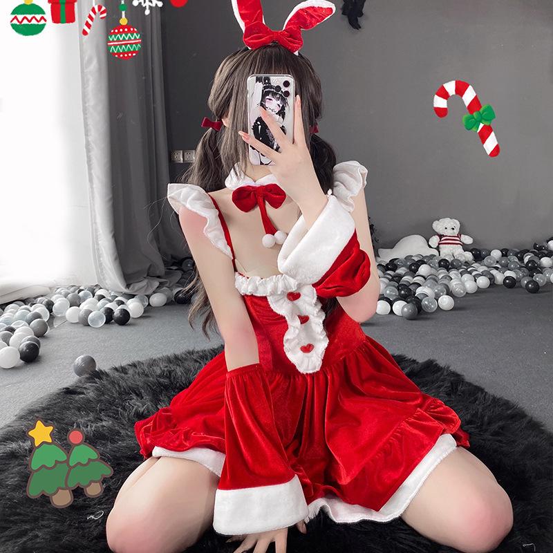 Domi La Sexy Bunny Girl Christmas Lingerie Set: Tempting Plus Size Maid Outfit