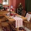 American Cotton Linen Table Runner, Natural Color with Tassels, Stripes, Diamonds, and Plaid Pattern for Dining Table or Sideboard Decoration.