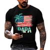 Men's Casual Short Sleeve T Shirt Loose Fit Summer Daily Wear Patriotic Flag Print Papa Graphic Tee for Father's Day
