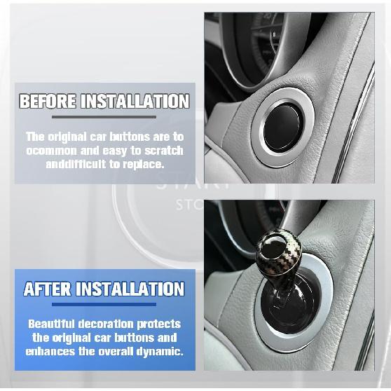 Car Push Start Button Joystick, Carbon Fiber Metal Vehicles Engine Ignition Button Cover Joystick, Automotive Interior Starter Stop Protector Rocker
