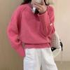 Autumn and winter round neck long-sleeved sweater women's short solid color knitted sweater simple high waist legs long knitted bottoming shirt