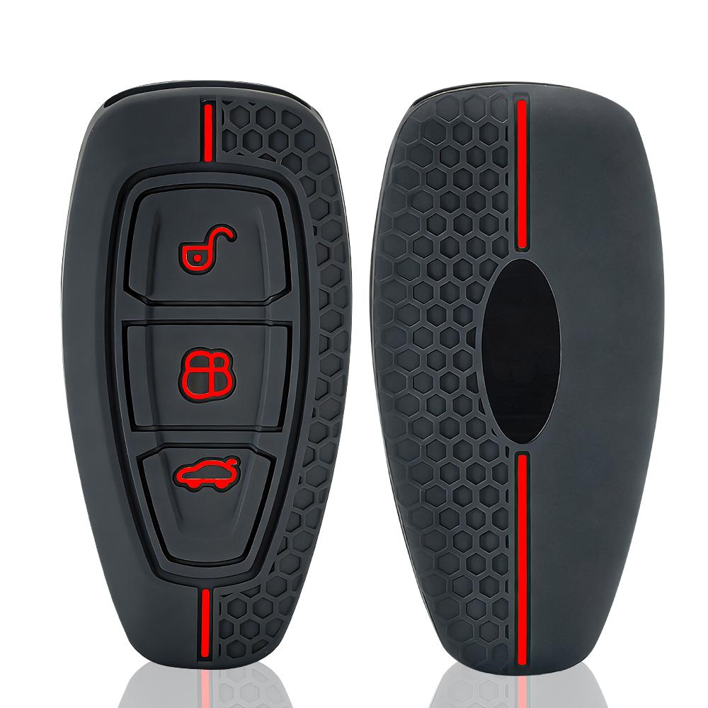 New Car Key Pack for Ford ST Line Fiesta Focus Mondeo Ecosport Kuga Edge Escape Metallic Silicone Car Key Fob Case Accessories