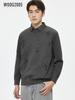 WOOG2005 Men's Winter 2025 Jacquard Knit Sweater with Faux Two-Piece Shirt Collar