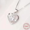 Ladies925Sterling silver necklace with heart-shaped design, fashionable collarbone chain, inlaid with synthetic zircon, a perfect gift for Mother's
