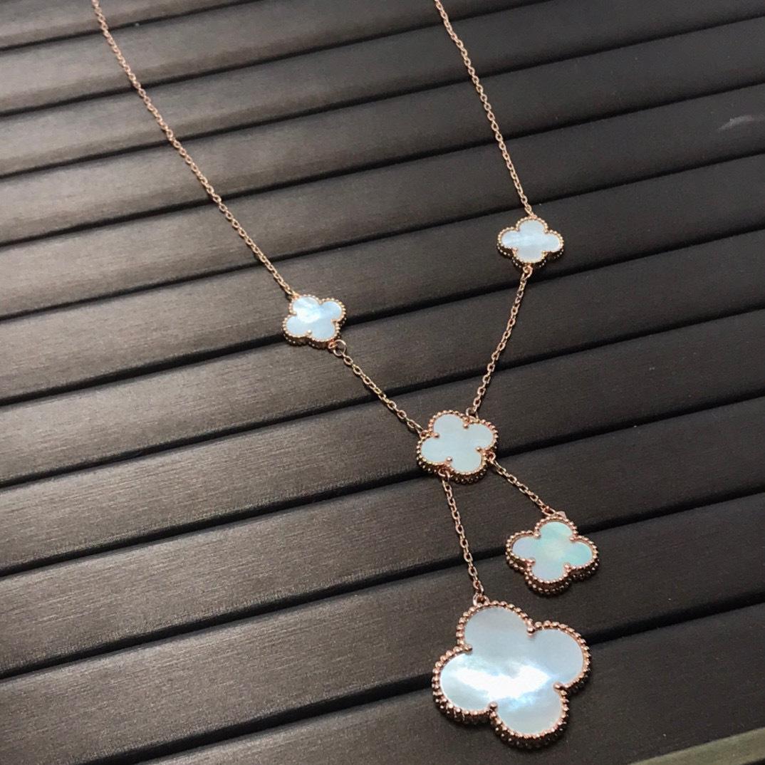 

Высококачественное ожерелье из 18-каратного четырехлистного клевера, асимметричная цепочка из 6 цветов на ключицу, модное ожерелье из натурального перламутра