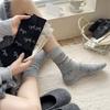 Sweet Girls Elegant Bowknot Pattern Cotton Crew Socks for Women Breathable Casual Fashion Student Middle Calf Socks