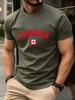 Kanada Text Med Flagga Tryckt Bomulls T-shirts HerrS Sommar Kortärmad T-shirt Mjuk Överdimensionerad Rundhalsad Toppar Grundläggande Herrkläder