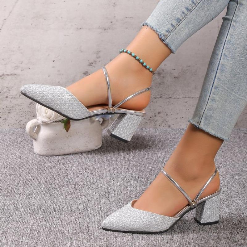 Fashion Low Heels Sandals Woman Summer Shallow High Heels Women Fashion Designer Sandals Luxury Shoes for Women Wedding Party Shoes
