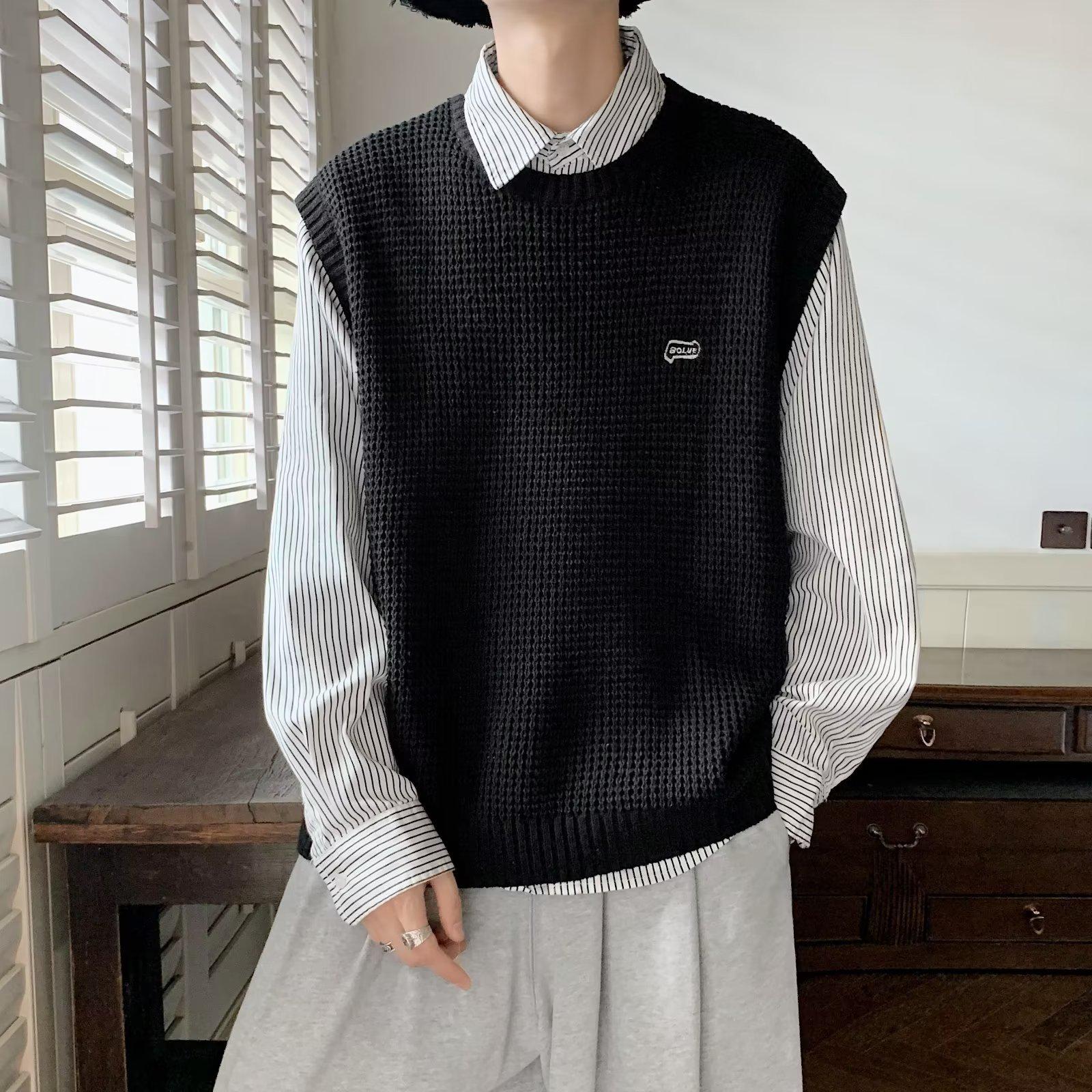 Унисекс Ретро Японский Вязаный Жилет - Модный Свободный Колледж Стиль XL