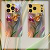Glossy Metallic Flower Electroplated Golden Phone Case For iPhone 17 16 15 14 13 12 11 Pro Max Plus 16E 17Air 7 8 X Glass Cover