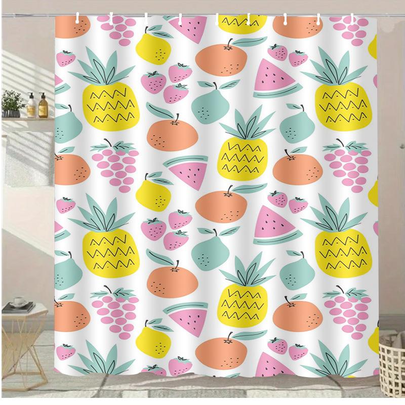 Flowers fruits washable Dirt-Resistant Shower Curtain Shower Head waterproof Polyester Bath Curtain For Home Decor Accessories