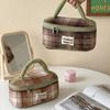 2026 New Maillard Style Plaid Wool Cosmetic Bag Large Capacity Travel Storage Bag Portable Wash Bag