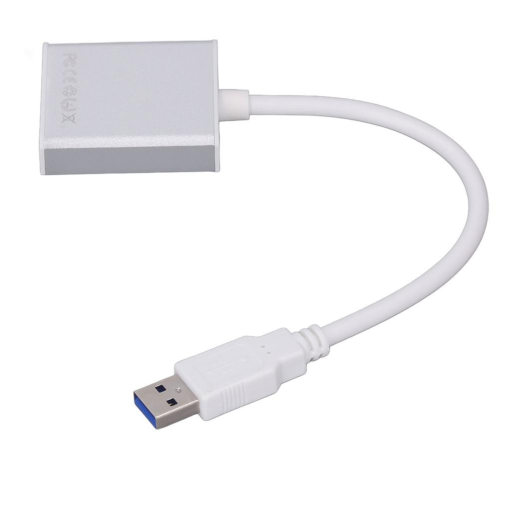 USB 3.0 to HD Multimedia Interface Adapter Aluminum Alloy Free Drive USB to HD Output Converter for Laptops Silver