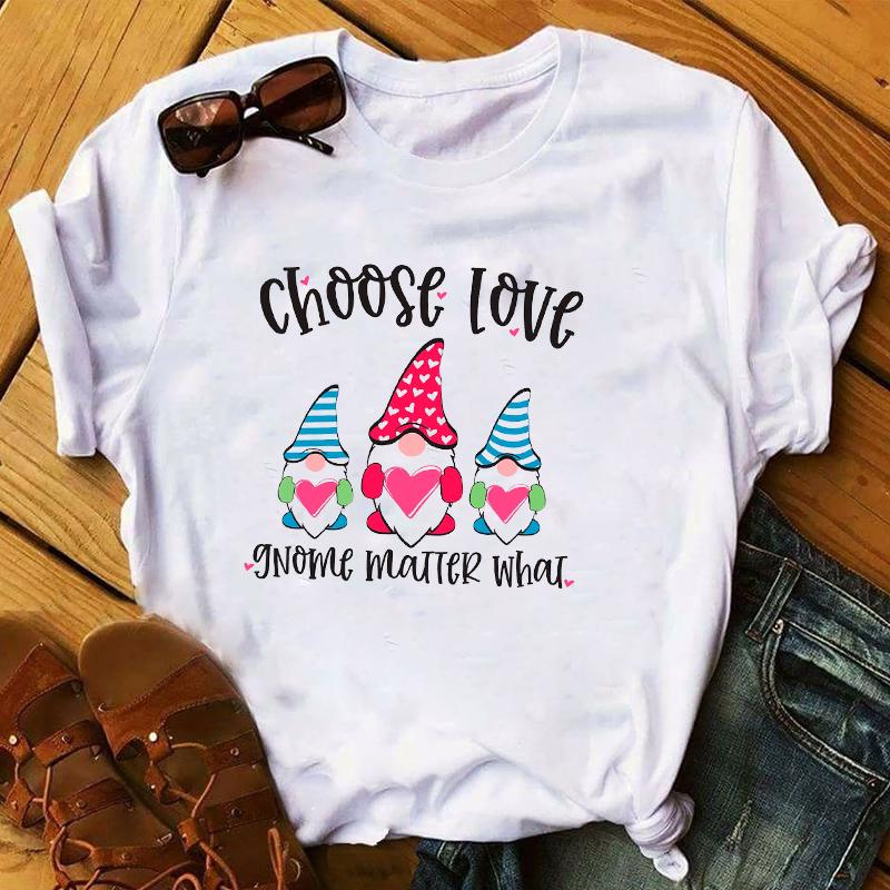 Summer 2025 Fashion Leopard Flower Sweet Love You Lady Ladies Womens Tee T-Shirt Graphic Female Valentine's Day Top T Shirt Gift