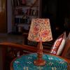 45 Cm Table Lamp with Wooden Base, Floral Pattern Fabric Shade, Traditional Design Living Room, Home, Office, Decor
