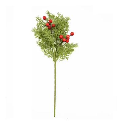 Artificial Christmas Flowers With Red Berry Stems, Fake Norfolk Garland Branches For Winter Decor, Faux Christmas Garland Tree Picks And DIY Crafts
