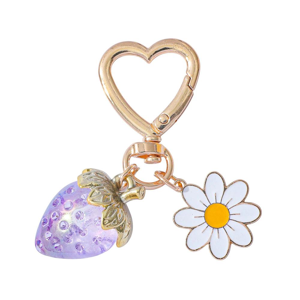 Cute Strawberry Keychain,Bag Charms,Kawaii Heart Flower Key chains Accessories Decor for Girls Purse Gifts