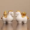 Lucky Wealth Horse Ornament, Handmade Resin Tabletop Decoration With Rotatable Gold Ingots And Gourds, Auspicious Feng Shui Gift