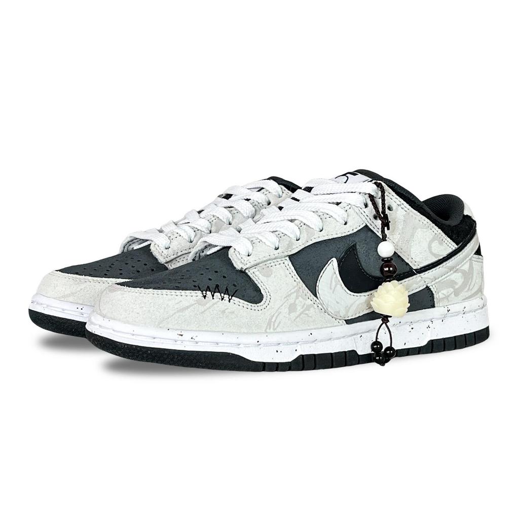 Nike Dunk Ink Lotus Slip Resistant Abrasion Resistant Low Top Skateboard Shoes Unisex Black HV1800-101(Team257-)