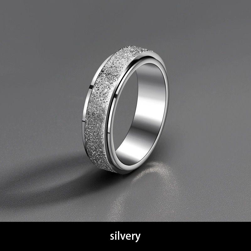 Fashionable Men's and Women's Frosted Ring, Rotatable Titanium Steel Material Ring