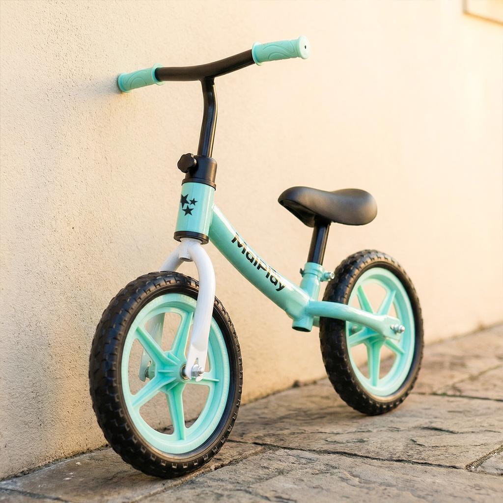 Children'S Balance Bike With Foam Wheels Eva 12" Fliko Turquoise And White