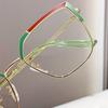 1.67 1.74 -8 to +8 Fashion Big Square Anti Blue Light Women Glasses Ultralight Metal Double Color Frame Prescription Eyeglasses Myopia Glasses