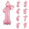 1Pc Large 32inch Number Pink Blue Foil Balloon With Bow 1-9 For Kid Boys Girls Birthday Party Baby Shower Decorations Balloon