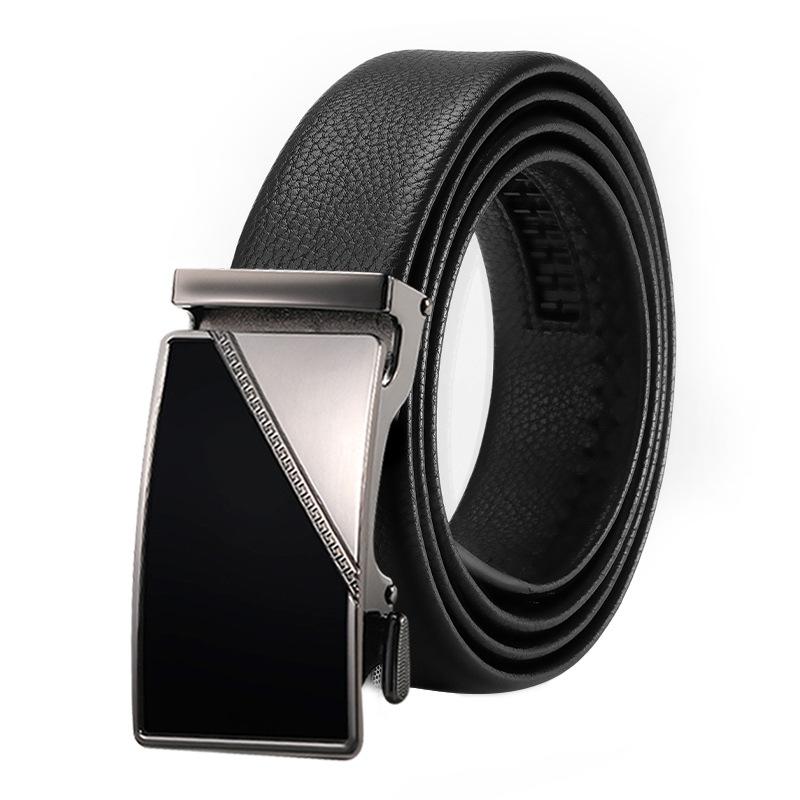New Style of Men's Leather Belt  Cowhide Belt  Middle Aged and Young Alloy Automatic Buckle  High End Business Belt  Men