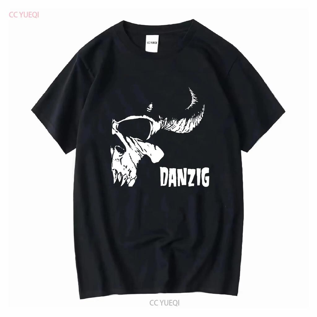 DANZIG Totenkopf T-Shirt Hardrock Blues Rock Metal Punk 80er Crust Lang- oder Kurzarm Vintage Gewaschenes Oberteil für den Alltag