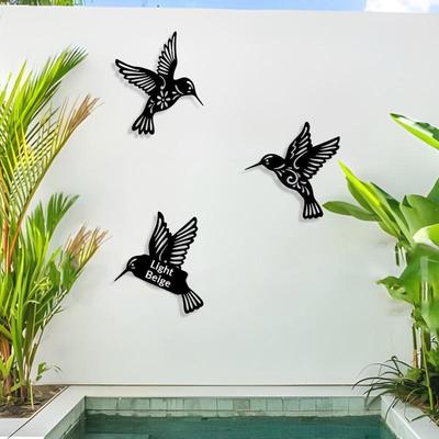 1 Peça Decoração de Parede de Beija-flor de Metal Escultura de Pássaro de Ferro Vazado Figuras para Pendurar na Parede Ornamento Decoração de Casa